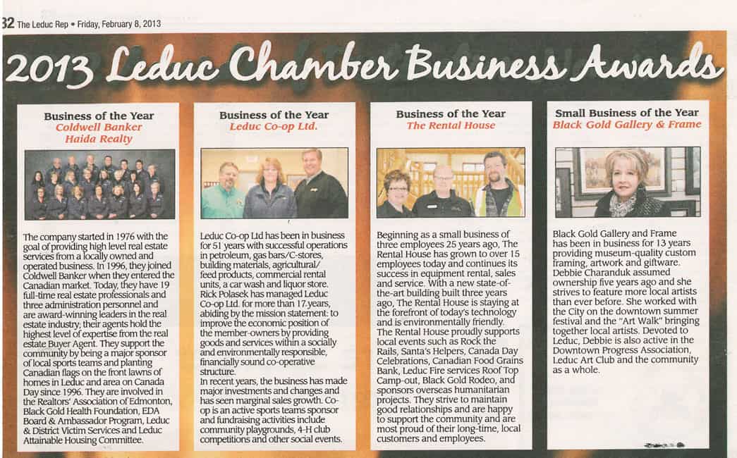 2013 Leduc chamber business awards.