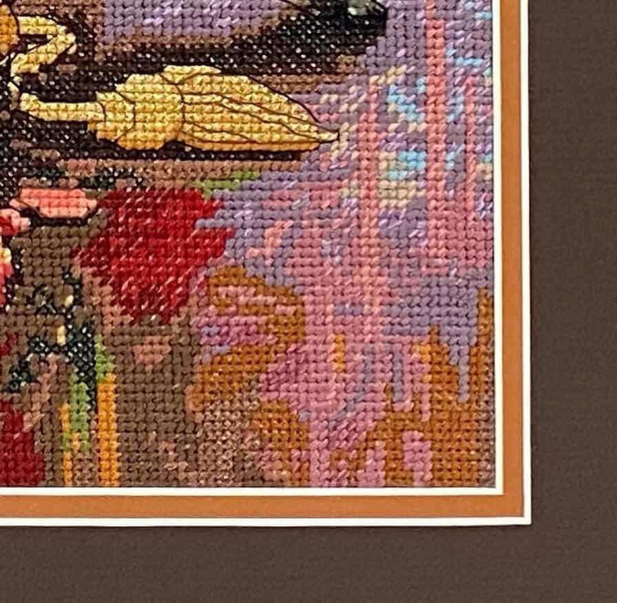 Close up cross stitch framing